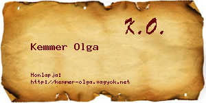 Kemmer Olga névjegykártya
